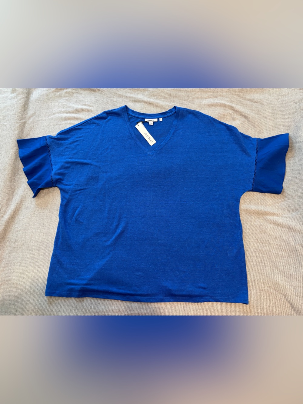 Chico's Womens Royal Blue Flutter Sleeve Top